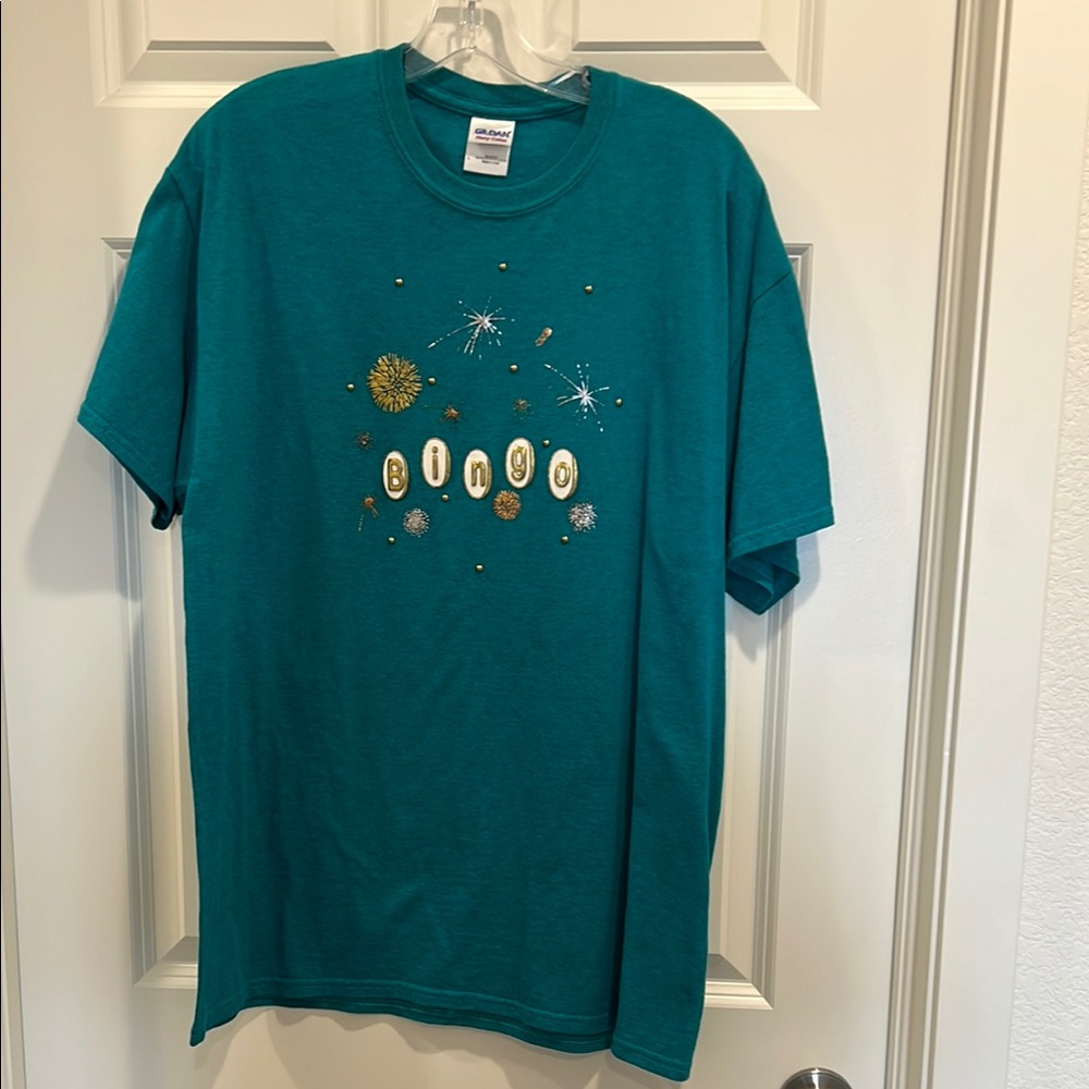 Teal Graphic T-Shirt with Bingo Design